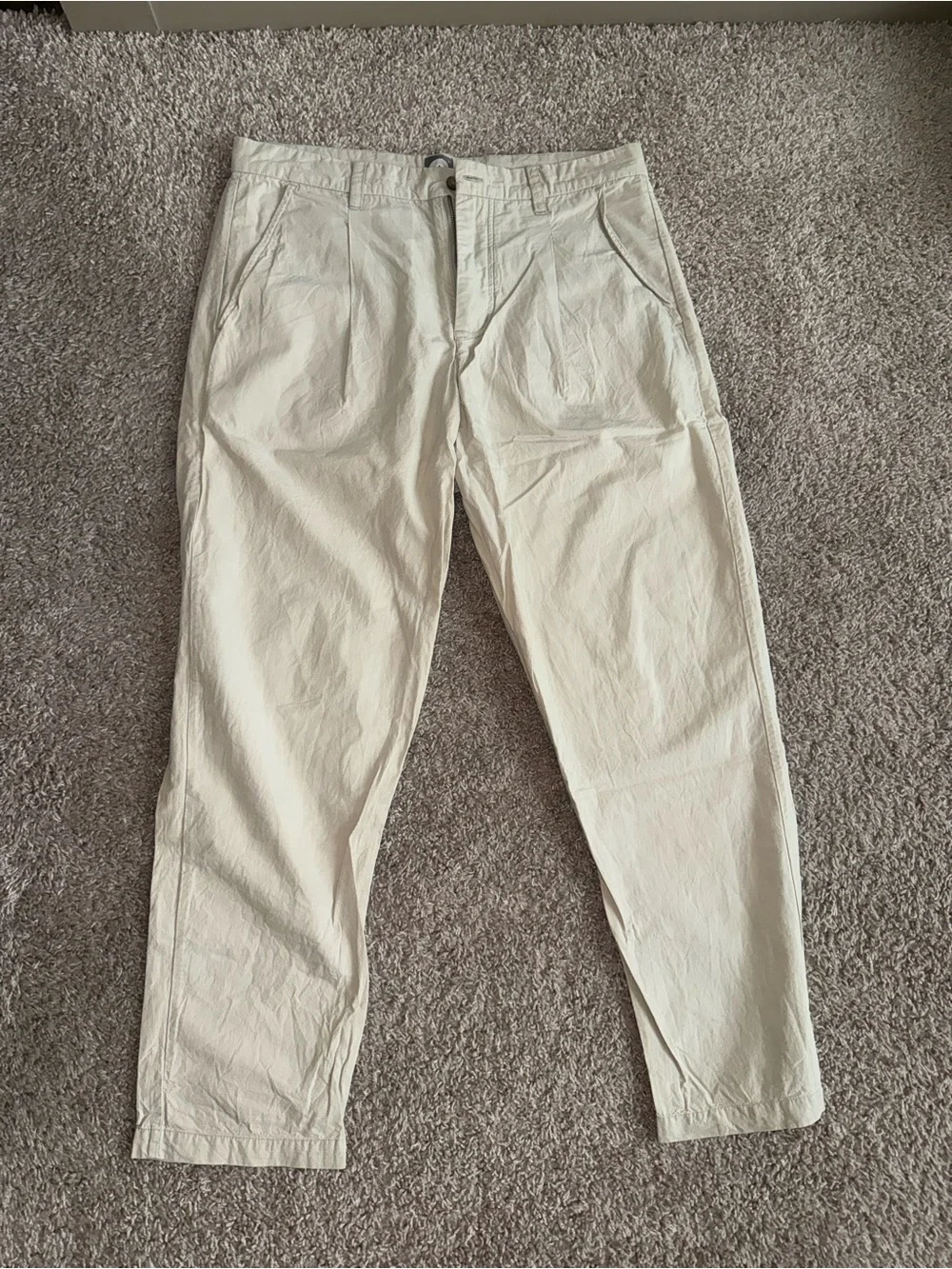 Eighteen east beige pleated ripstop cotton chino pants size L - 18east (33W)
